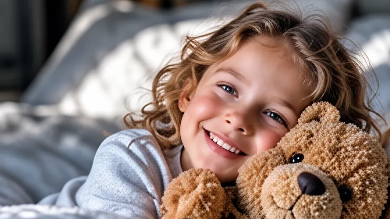 Lachendes Kind mit Teddybär