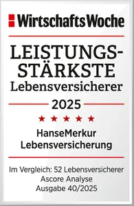 WirtschaftsWoche: Leistungsstärkste Lebensversicherer 2025, HanseMerkur Lebensversicherung